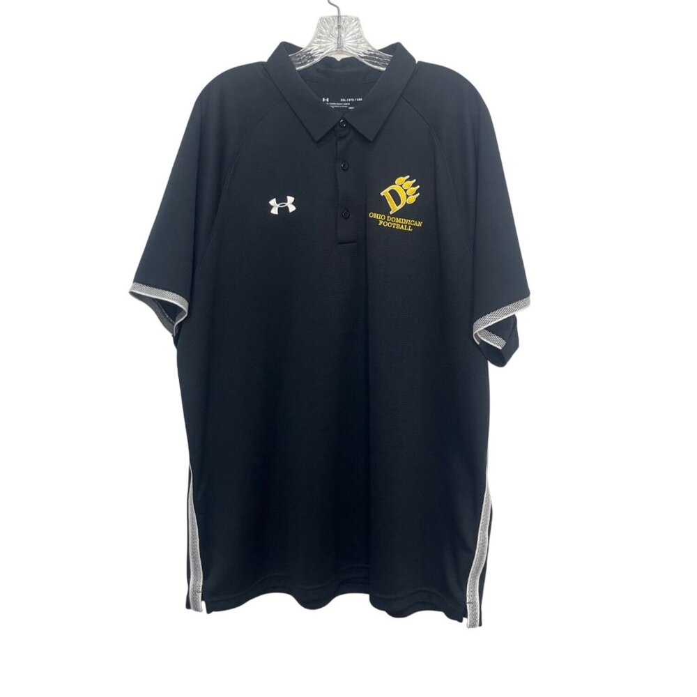 Under Armour Ohio Dominican Football Polo Shirt Mens 3XL Black Loose Fit Heatgea